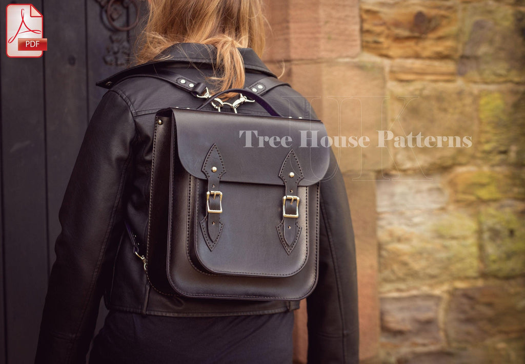 Old school backpack leather pattern PDF - rucksack digital template