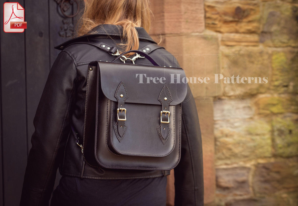 Old school backpack leather pattern PDF - rucksack digital template