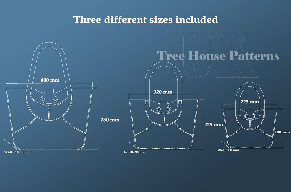 Leather Tote Bag Pattern, 3 Sizes, Shoulder Bag (PDF Pattern)