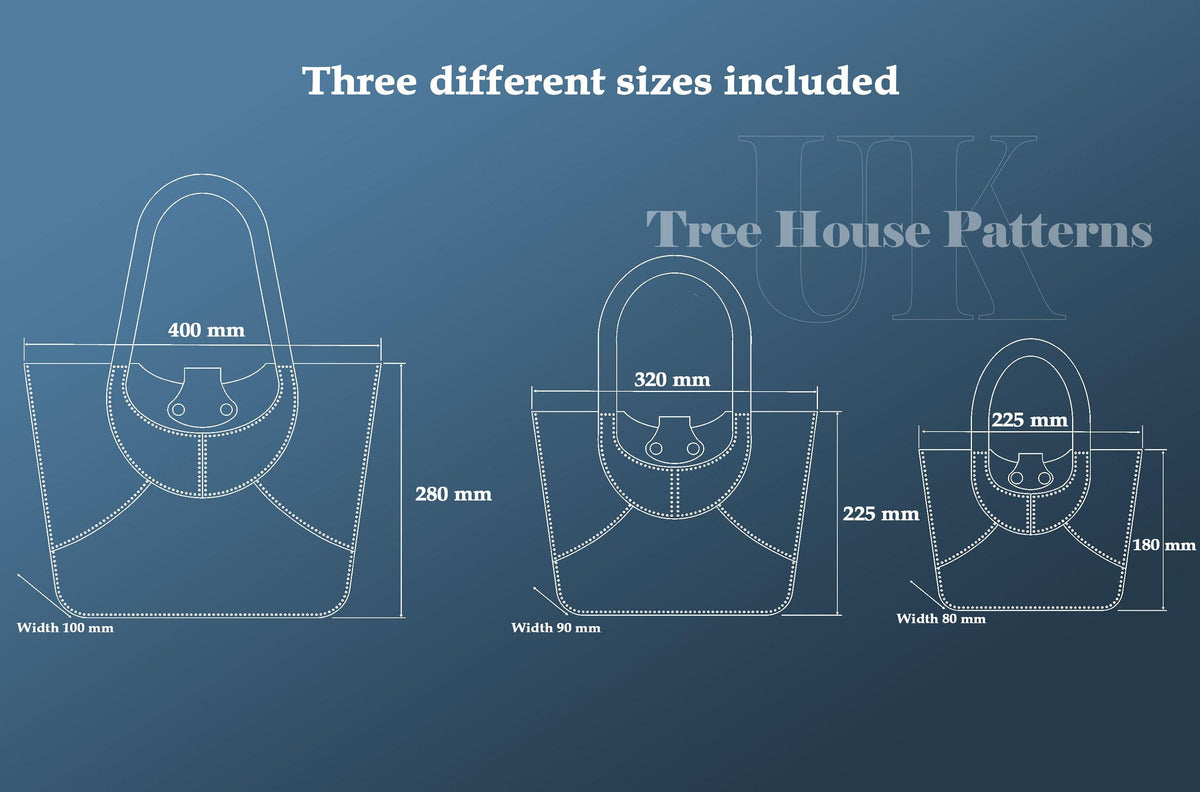 Leather Tote Bag Pattern, 3 Sizes, Shoulder Bag (PDF Pattern)