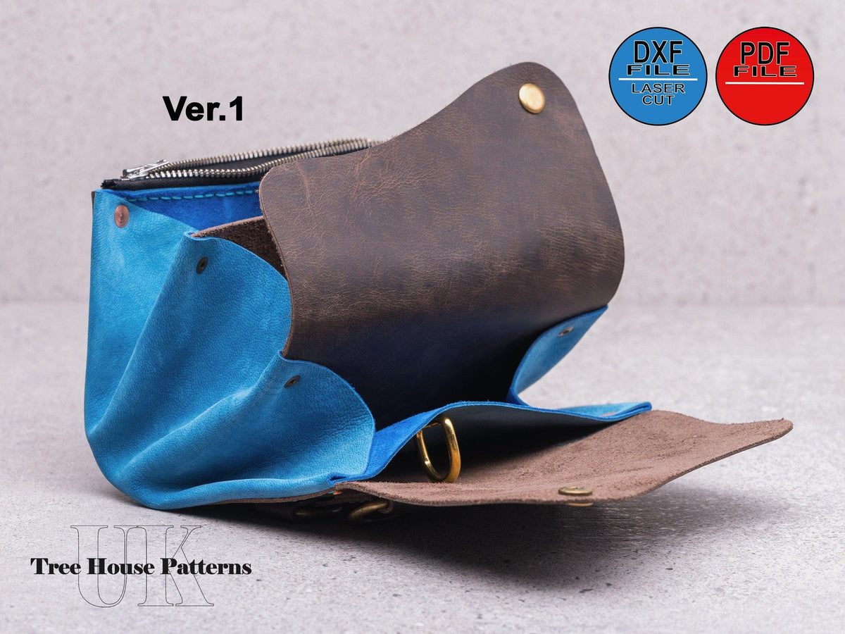 Leather Shoulder Bag Pattern, Sling Bag, Belt Bag (PDF, DXF)