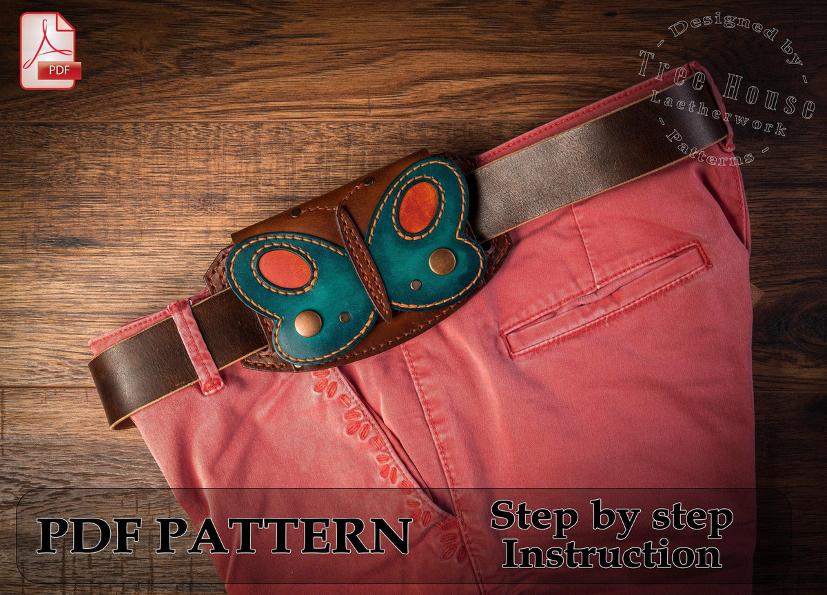 Butterfly Belt Wallet Pattern PDF, Leather Wallet Digital Template