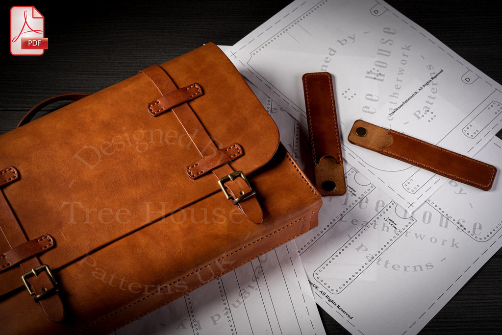 Leather Briefcase Pattern PDF: Tablet Bag Digital Template DXF - SVG File