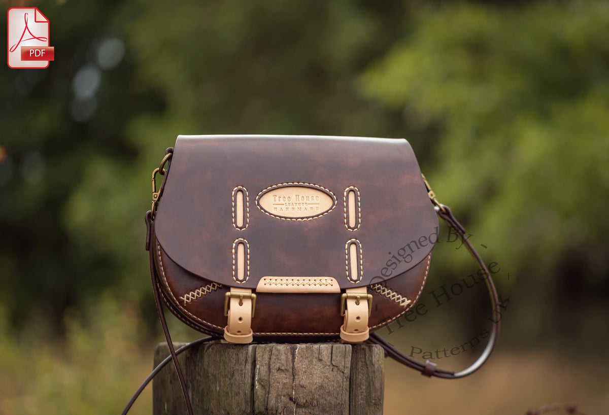 Leather Bag Pattern PDF, Crossbody Bag Pattern, Saddle Bag Template