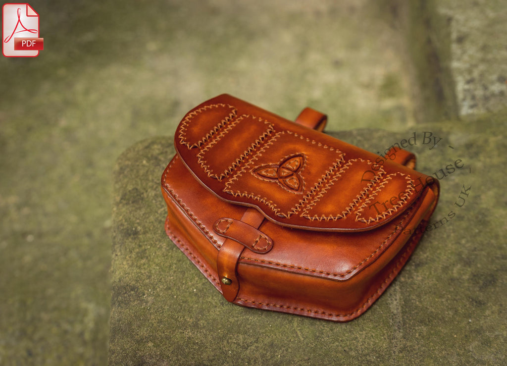 Belt Bag Pattern PDF, Waist Bag Leather Template, Medieval Style
