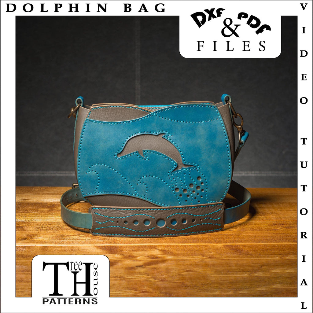 Leather Shoulder Bag Pattern, Dolphin Crossbody PDF DXF SVG