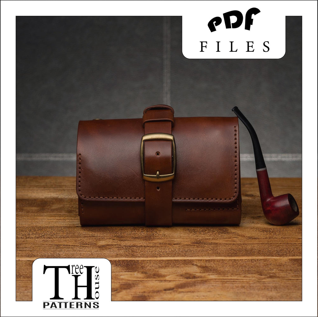 Leather Pipe Pouch Pattern PDF, Tobacco Case