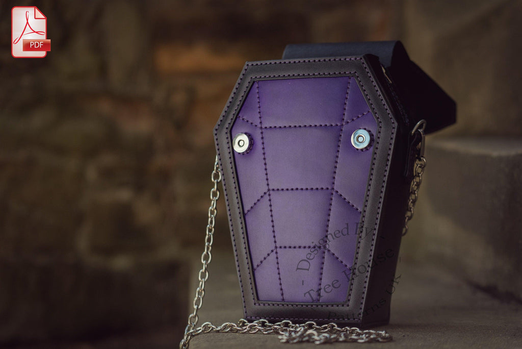 Coffin Bag Pattern PDF, Gothic Crossbody Bag Template