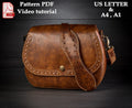 Classic saddle bag leather pattern - shoulder bag digital template