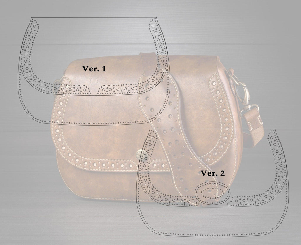 Classic saddle bag leather pattern - shoulder bag digital template