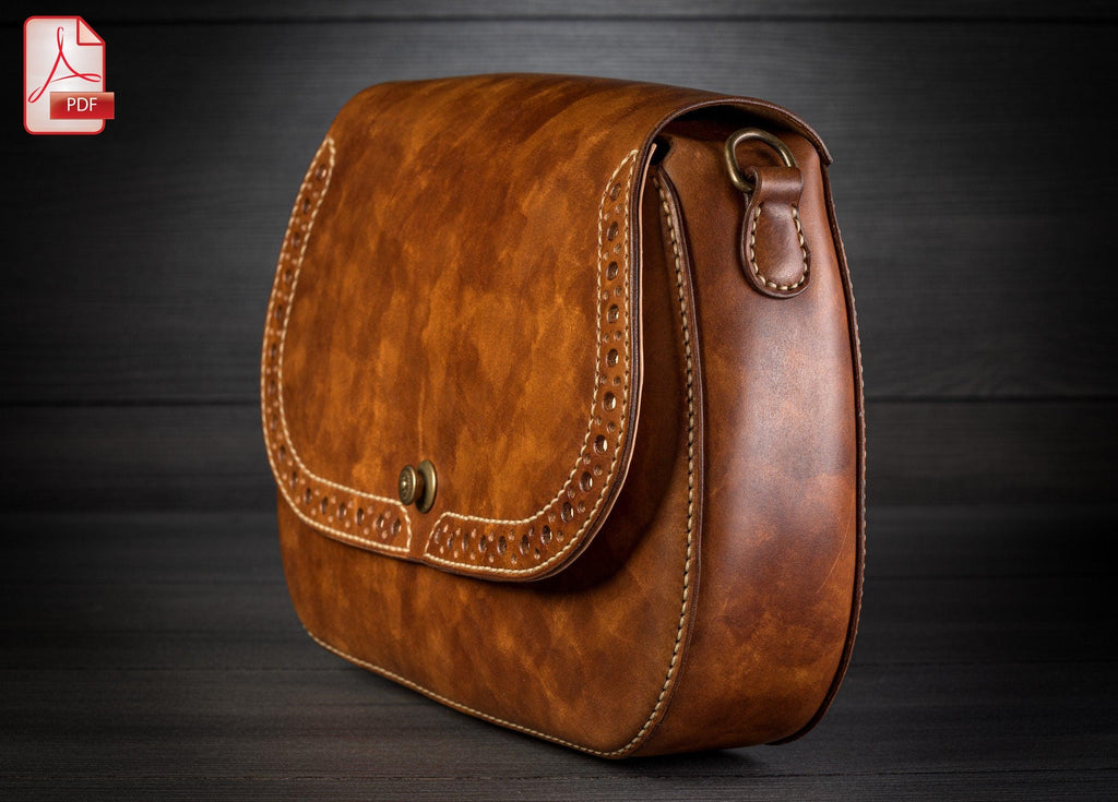Classic saddle bag leather pattern - shoulder bag digital template
