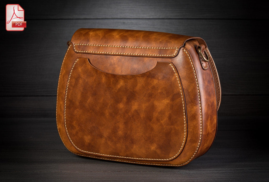 Classic saddle bag leather pattern - shoulder bag digital template
