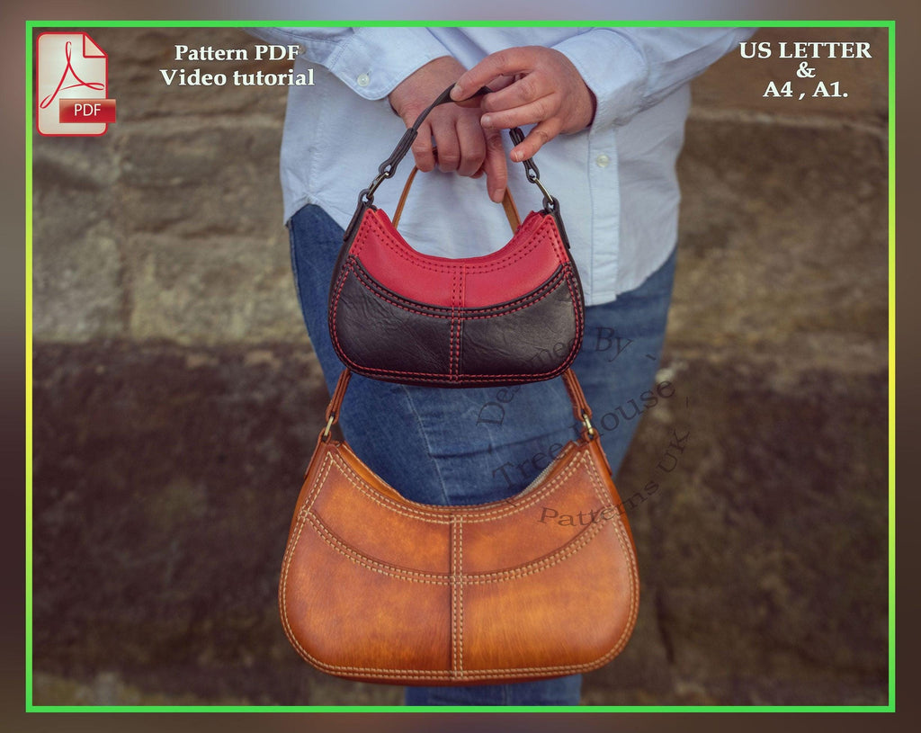 Leather Handbag Pattern PDF, Hobo Shoulder Bag Pattern, Crescent Bag Pattern, Leather Bag Pattern