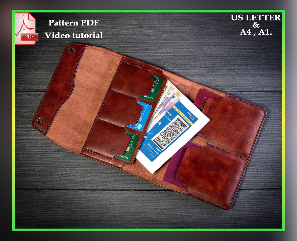Leather Travel Wallet PDF Pattern: Passport Holder (A4, US Letter)