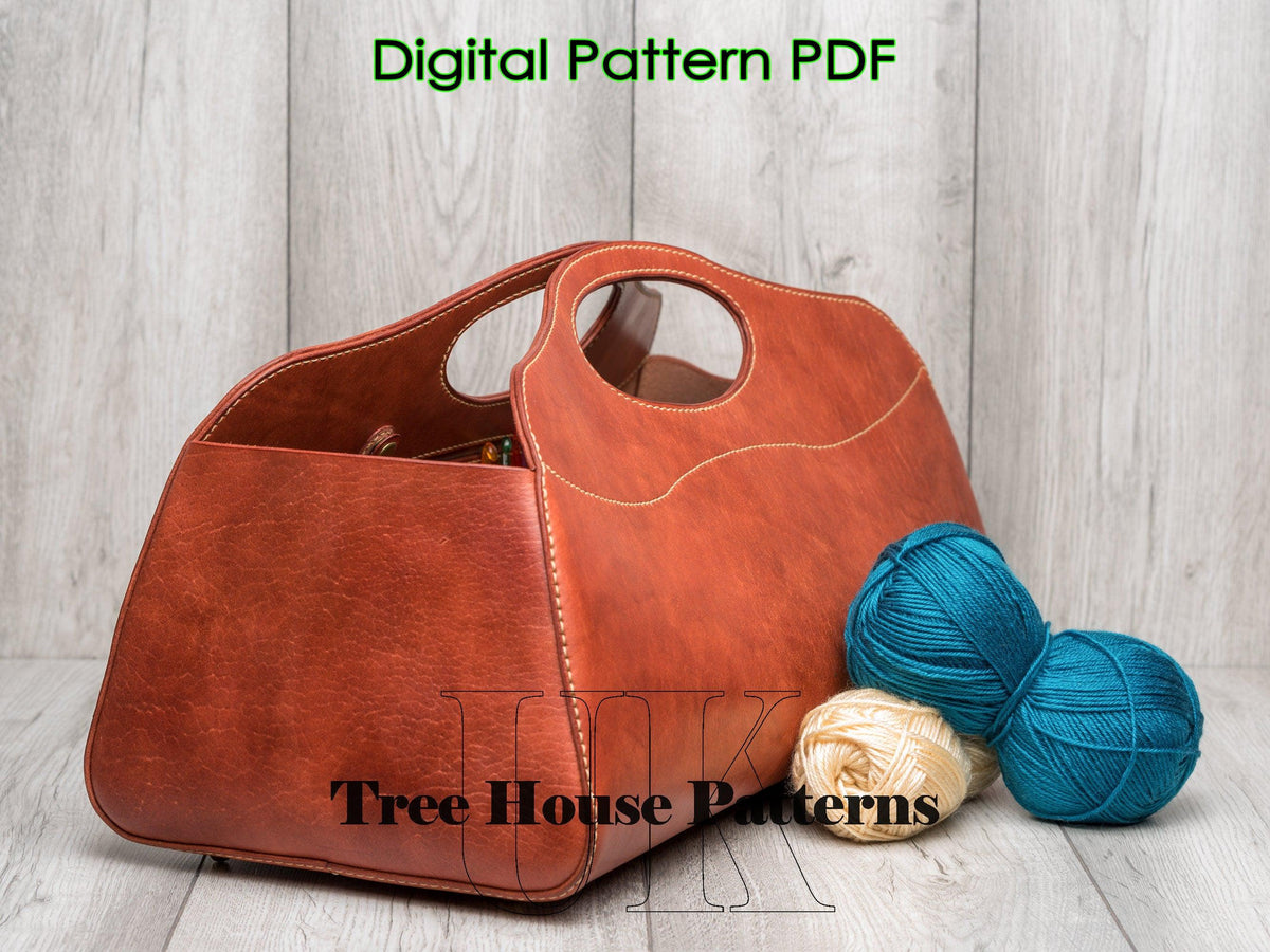 Large storage basket leather pattern PDF - storage bucket digital template