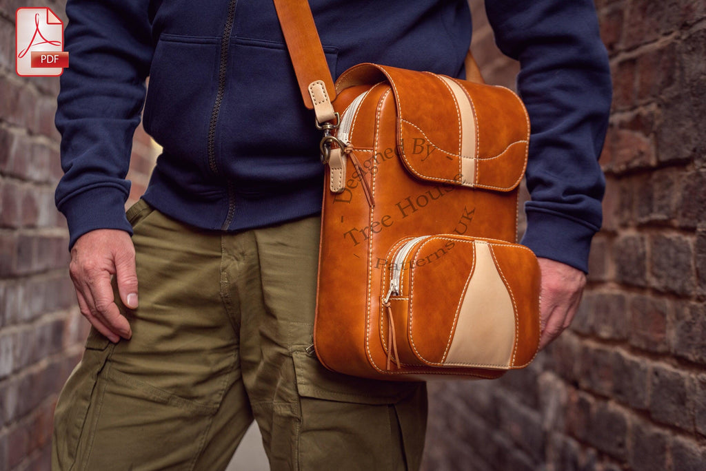 Large Shoulder Bag Leather Pattern PDF – Men Crossbody DIY Template