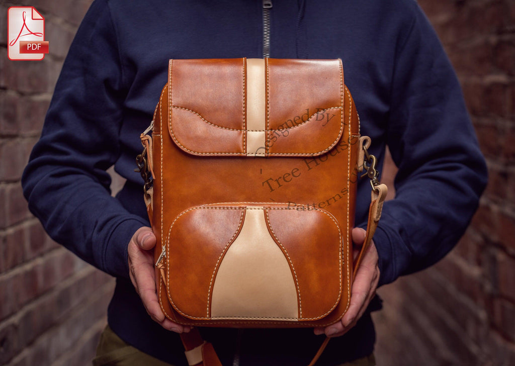 Large Shoulder Bag Leather Pattern PDF – Men Crossbody DIY Template