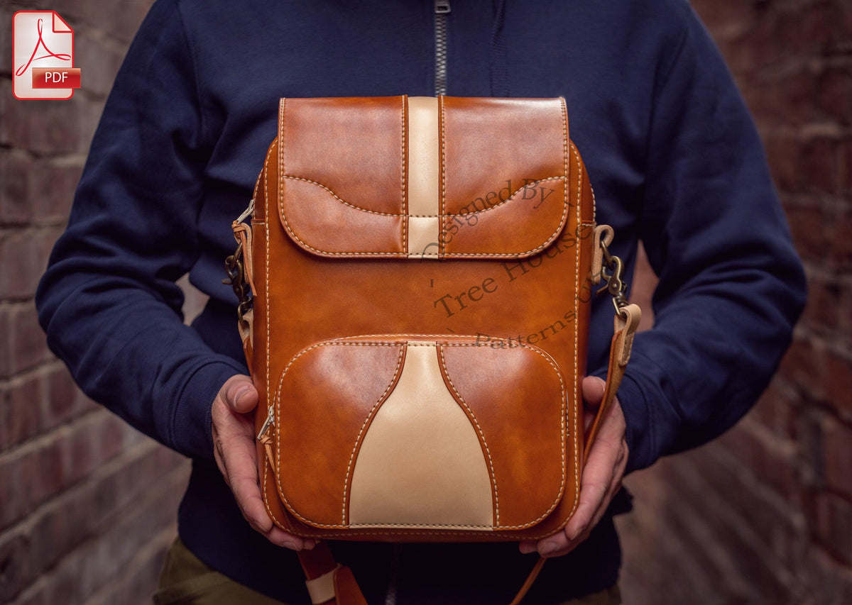 Large Shoulder Bag Leather Pattern PDF – Men Crossbody DIY Template