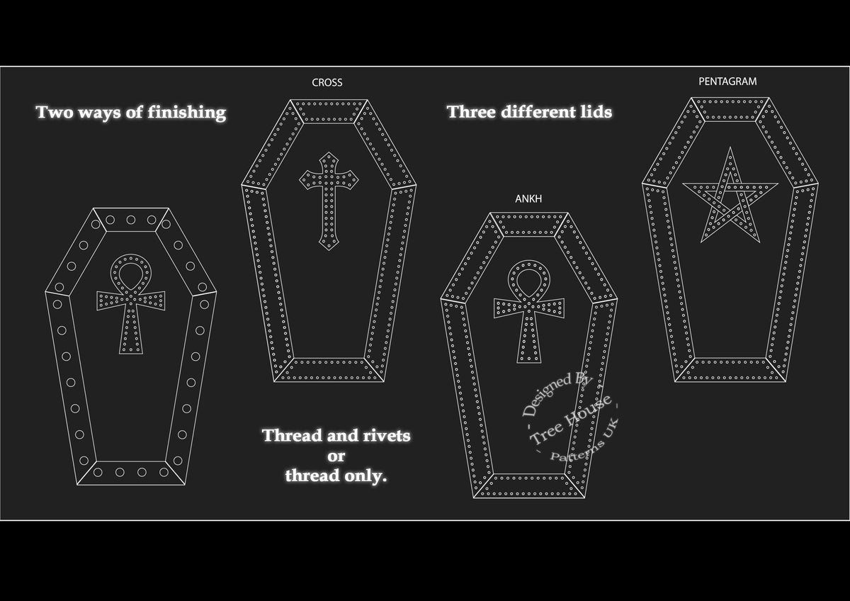 Candy coffin leather pattern PDF - Halloween Goth box digital template