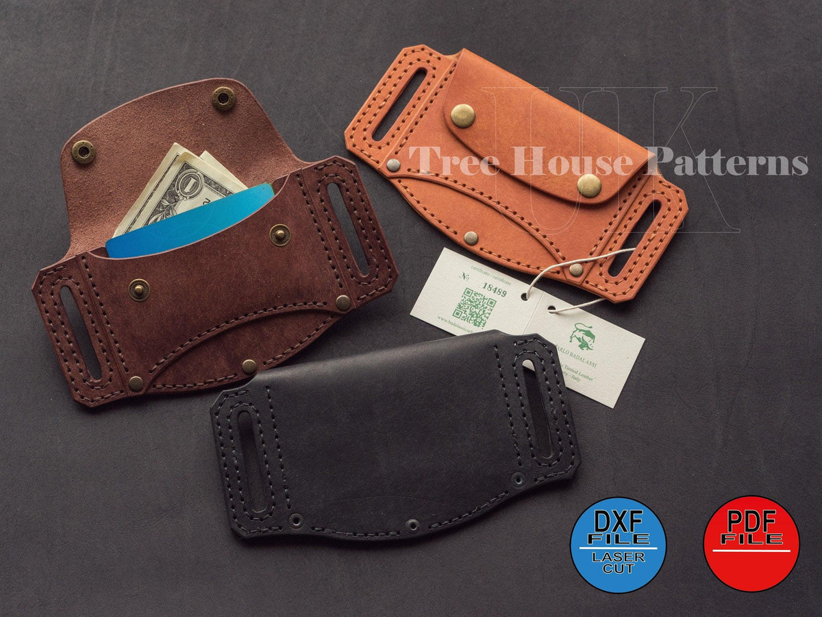 Leather Belt Wallet Pattern: Card Holder Template (DXF & PDF)