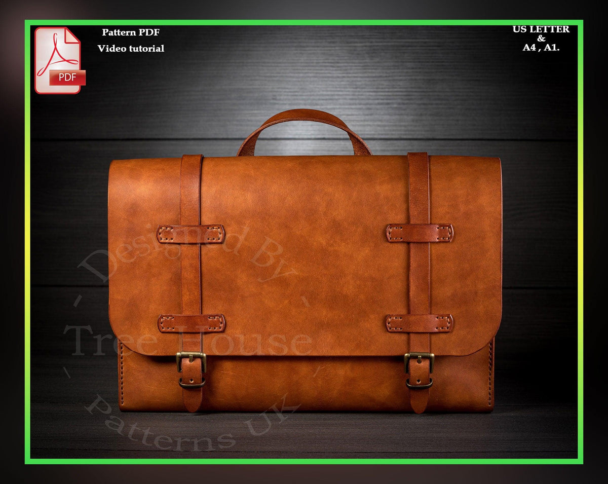 Leather Briefcase Pattern PDF: Tablet Bag Digital Template DXF - SVG File