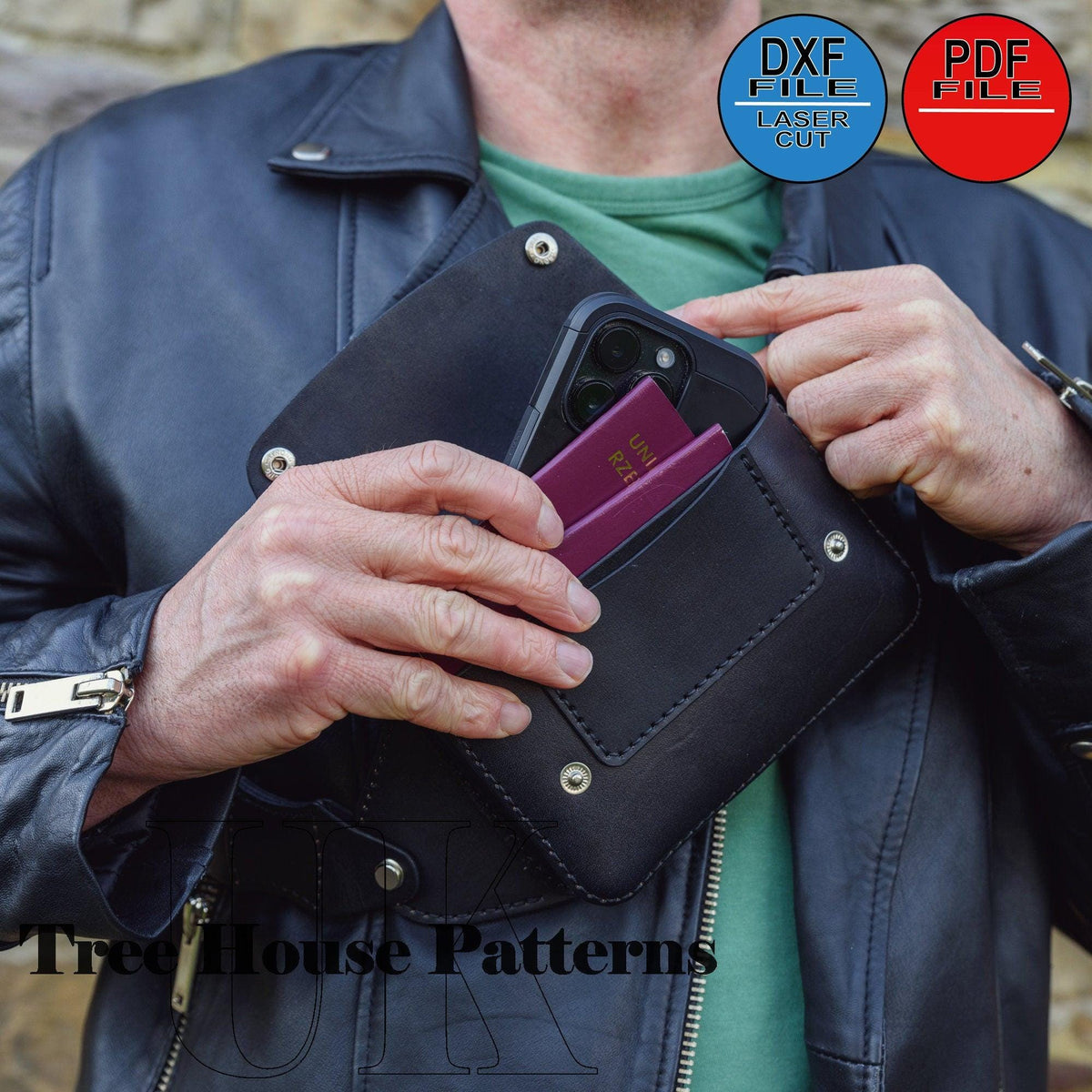 Leather Utility Bag Pattern: Sling Bag, Passport Holder (DXF & PDF)