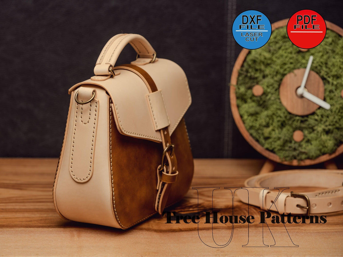Crossbody Bag Pattern PDF, Leather Shoulder Bag Pattern DXF