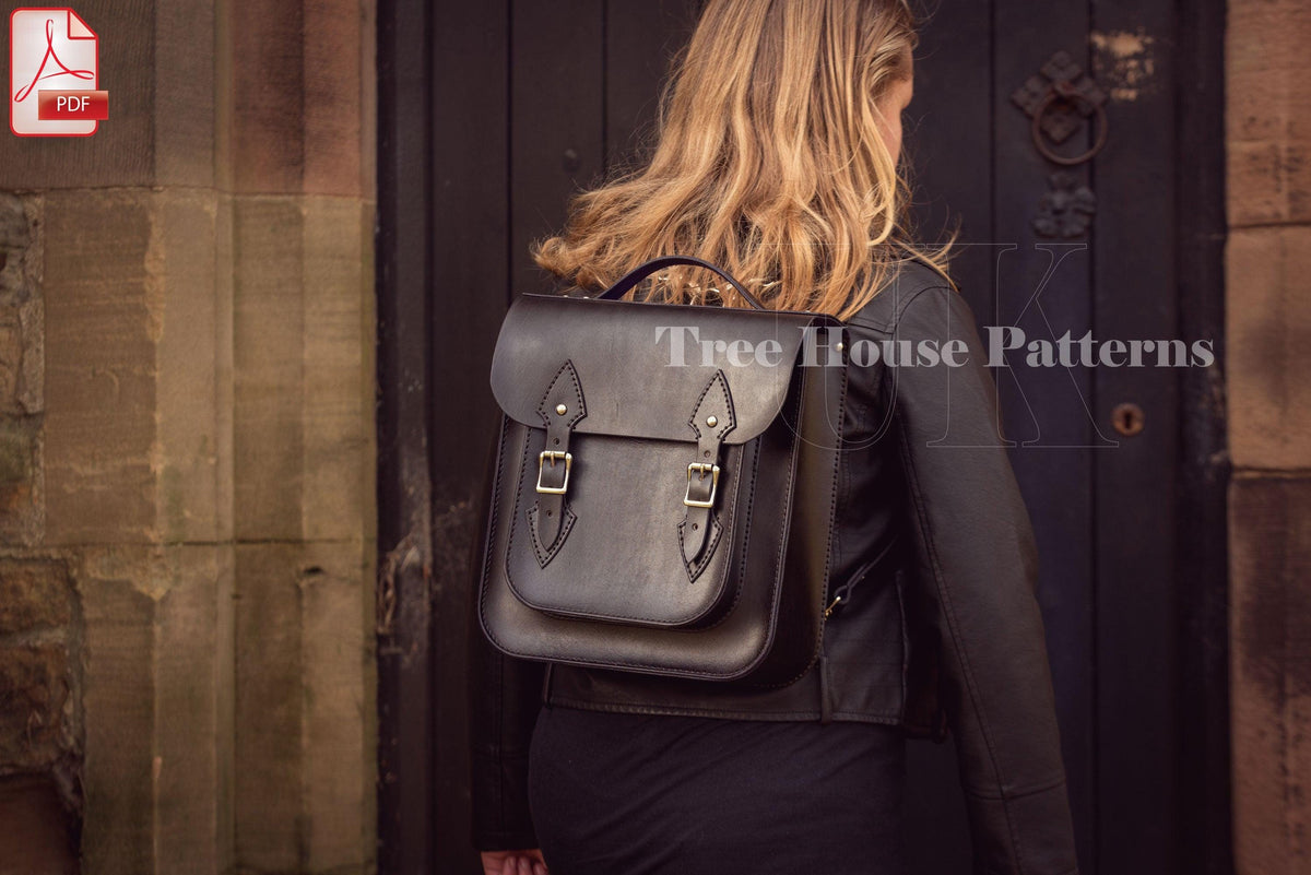 Old school backpack leather pattern PDF - rucksack digital template