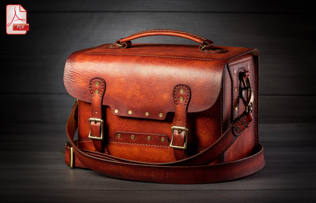 Leather Camera Bag Pattern PDF, DSLR Camera Case Template, Vintage Photo Bag DIY