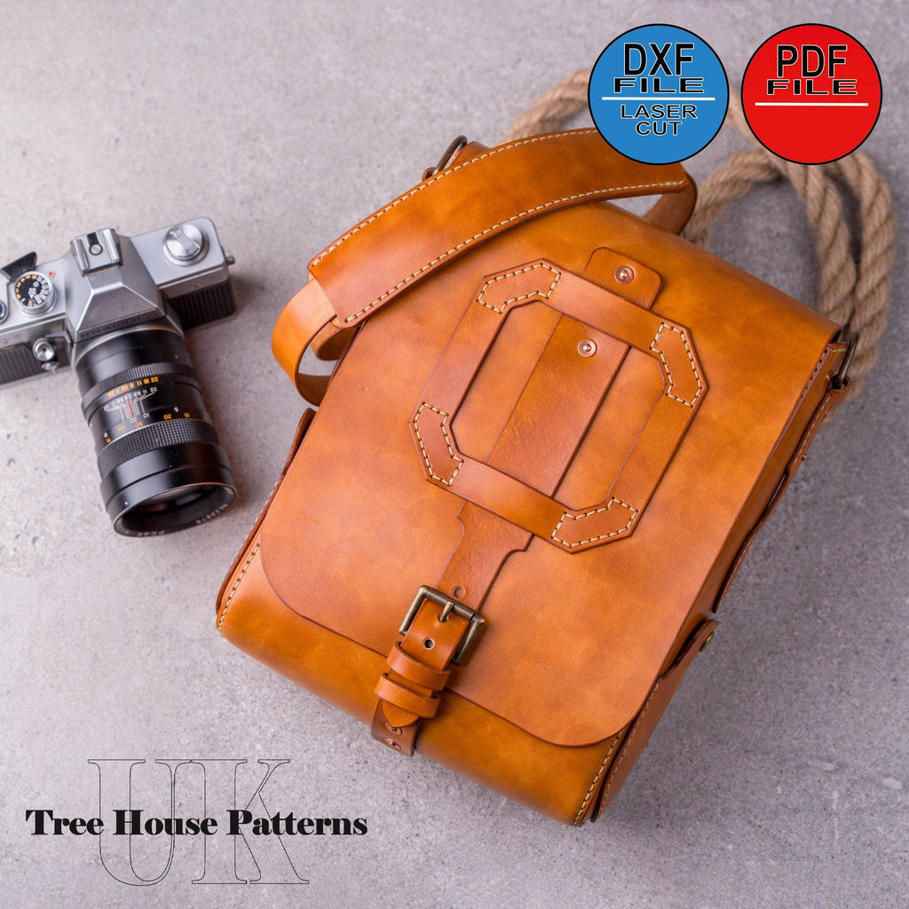 Leather  Bag Pattern PDF  DXF -  Crossbody Bag Template