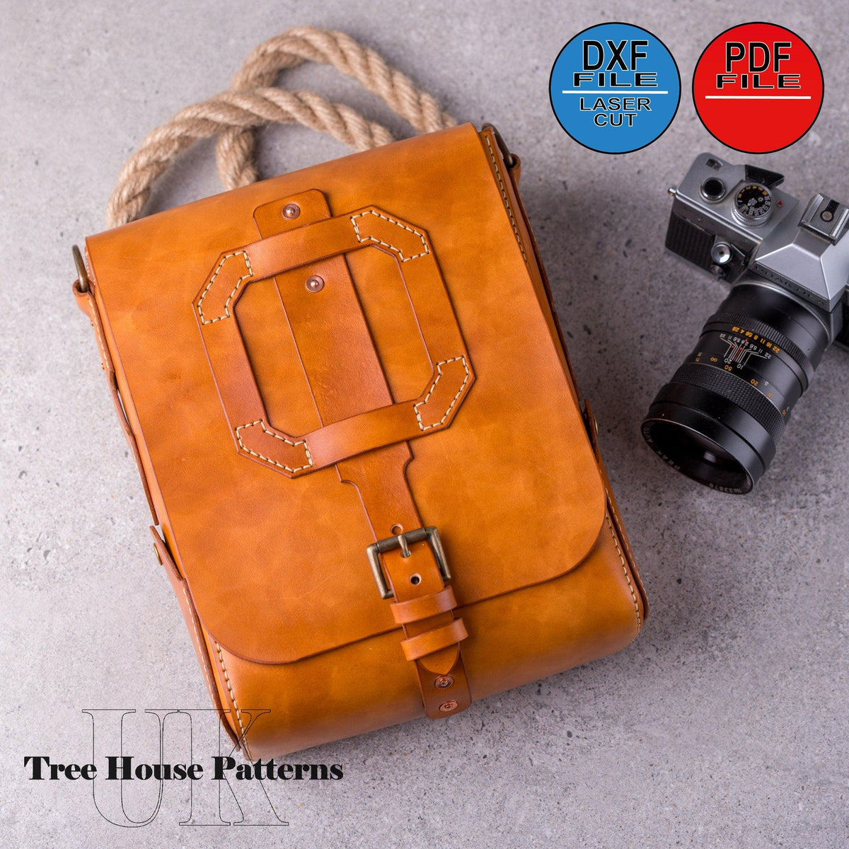 Leather  Bag Pattern PDF  DXF -  Crossbody Bag Template