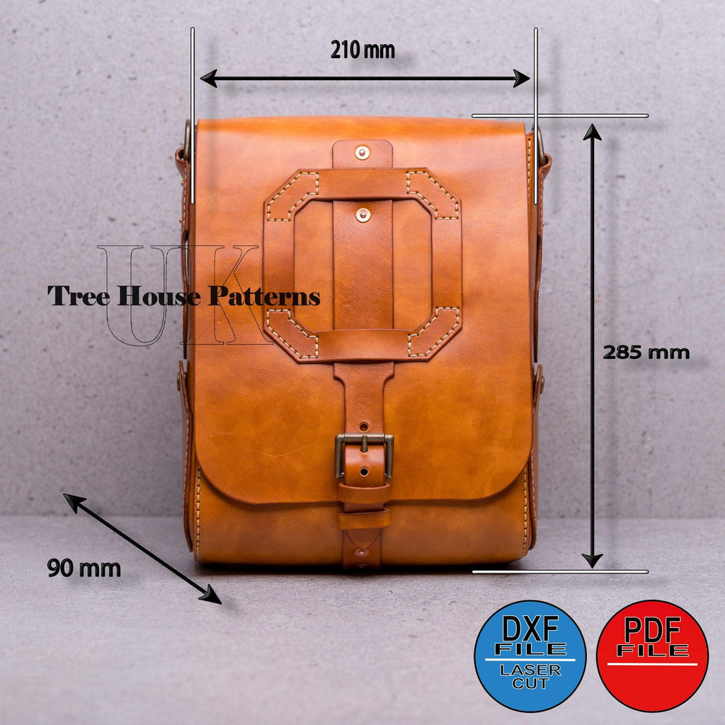 Leather  Bag Pattern PDF  DXF -  Crossbody Bag Template