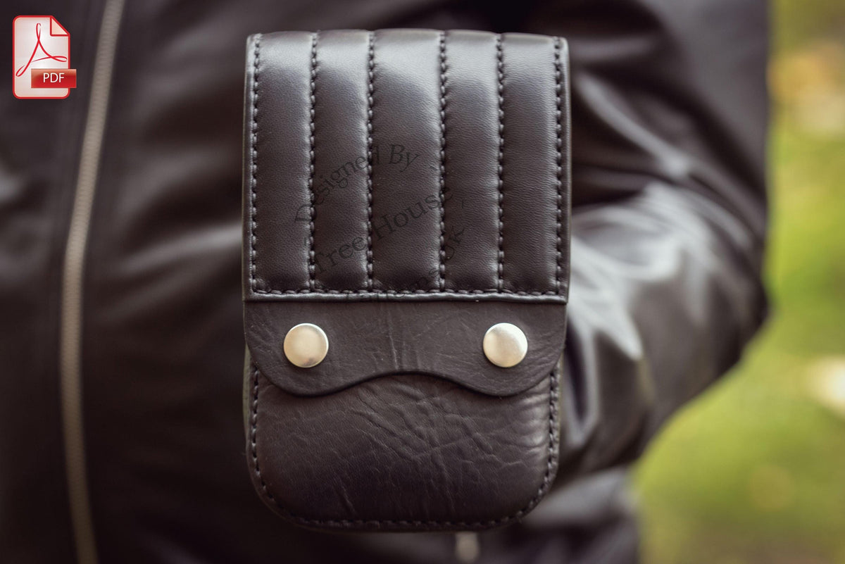 Biker belt bag leather pattern PDF - waist bag digital template