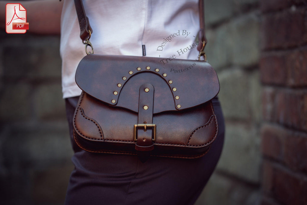 Steampunk Leather Crossbody Bag Pattern: 'Abigail' Shoulder Bag (PDF)