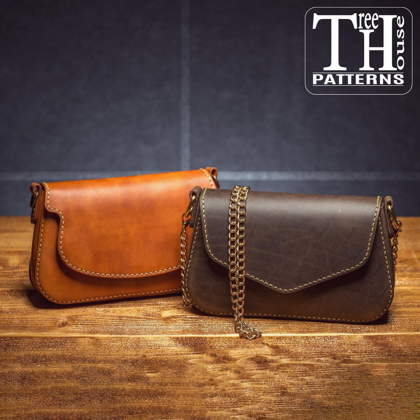 Leather pattern PDF, DXF for evening purse, pattern for shoulder bag