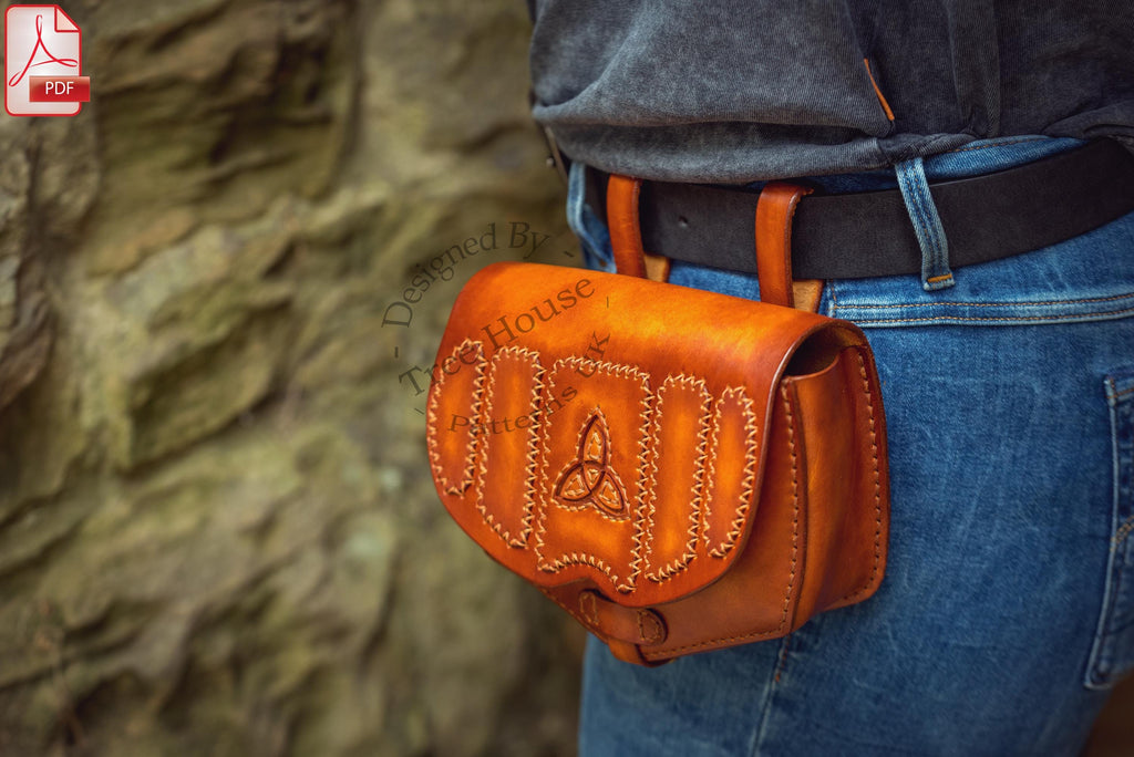 Belt Bag Pattern PDF, Waist Bag Leather Template, Medieval Style