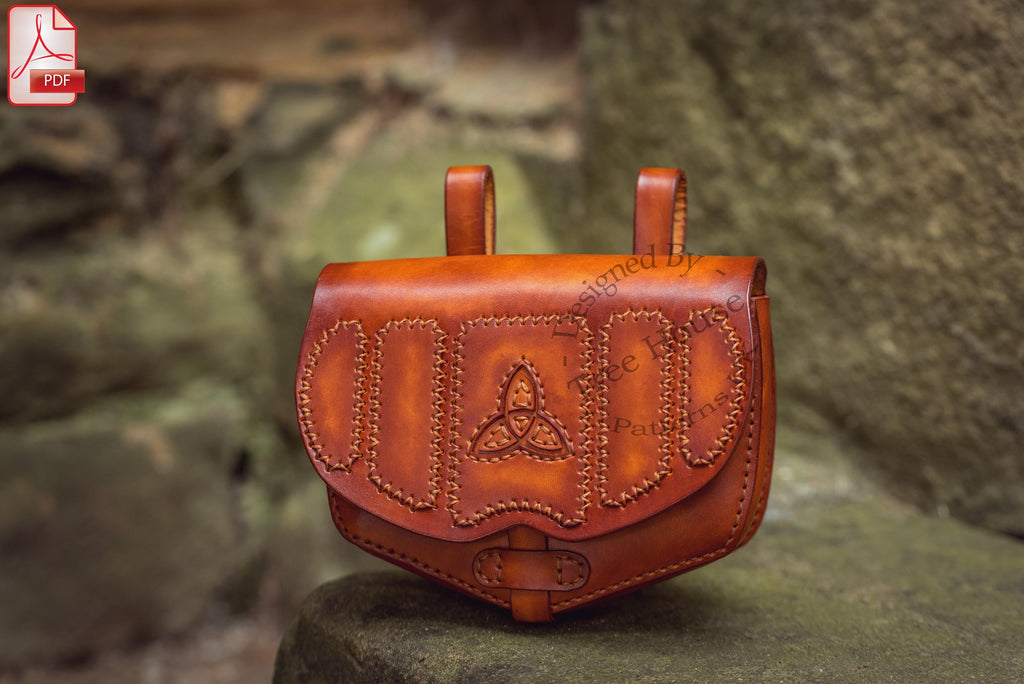 Belt Bag Pattern PDF, Waist Bag Leather Template, Medieval Style
