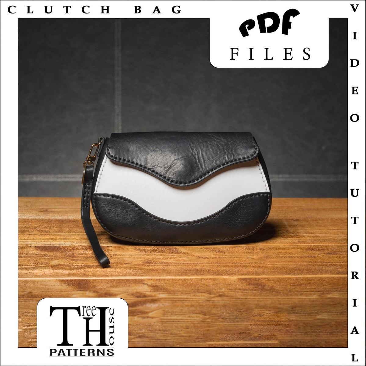 Leather Clutch Bag Pattern PDF, Alexia Evening Bag (A4, A1, US LETTER)