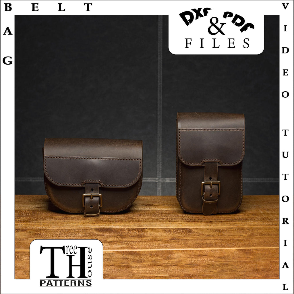 Leather pattern PDF, DXF for military style belt bag, waist bag template