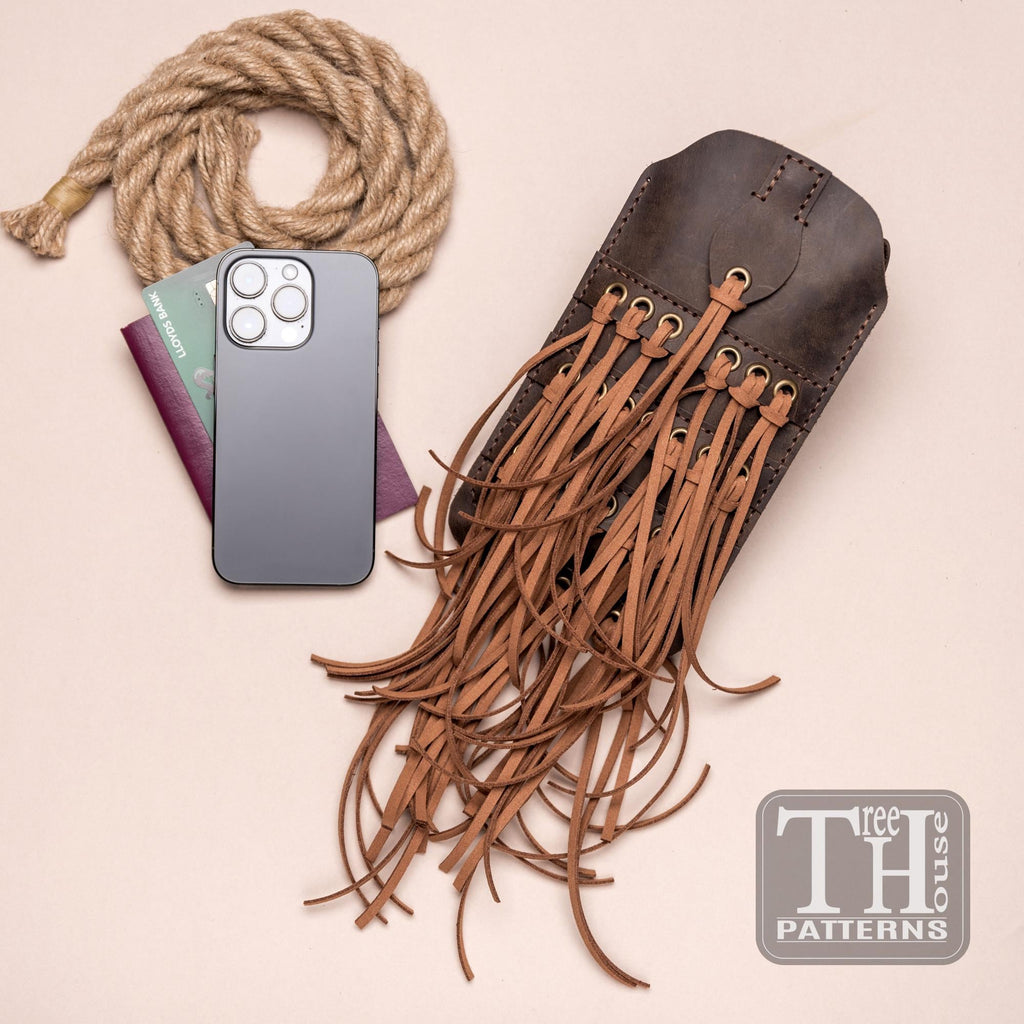 Leather Phone Neck Bag Pattern: PDF & DXF Passport Holder