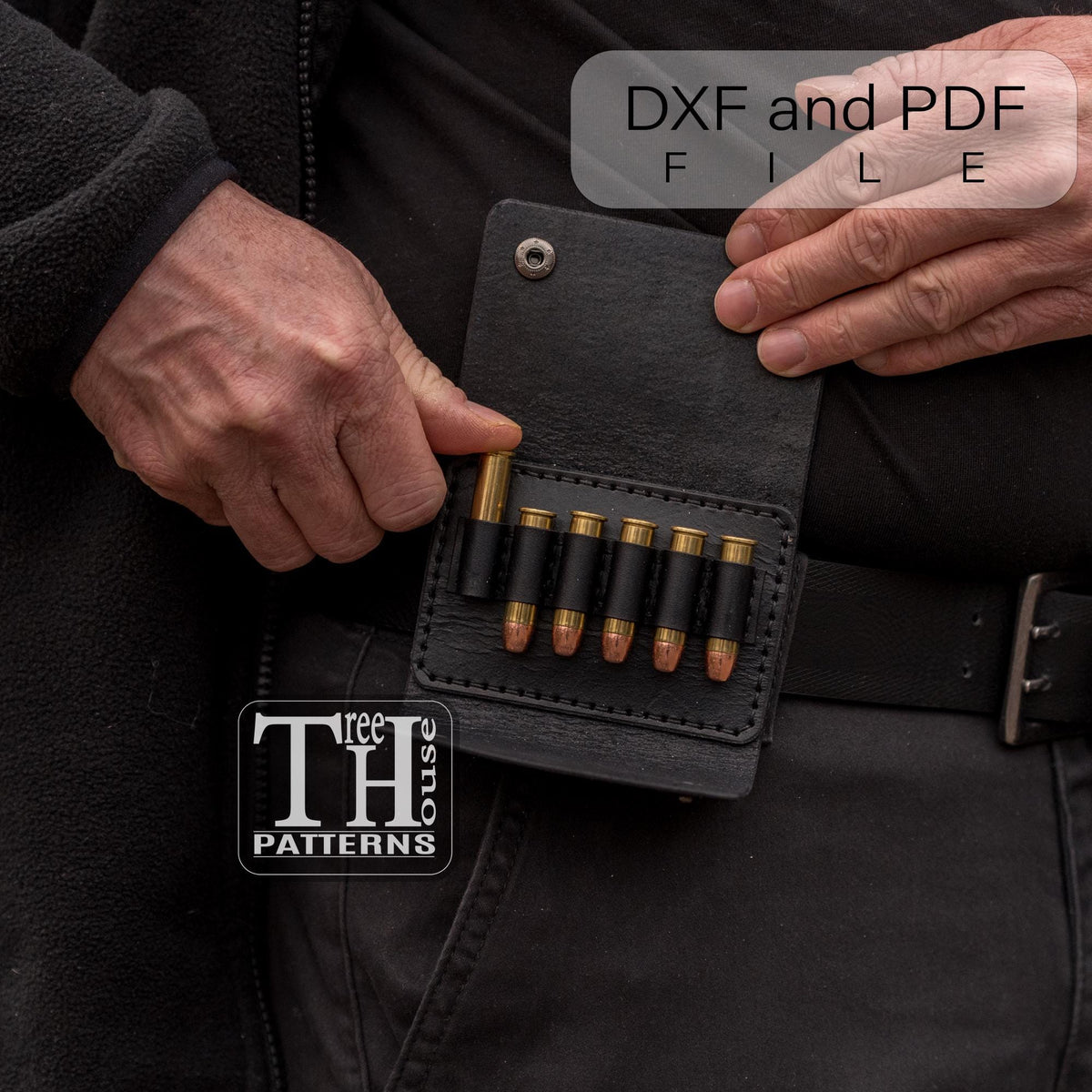 Magnum 357 Cartridge Holder Leather Pattern: Belt Pouch Template (PDF & DXF)