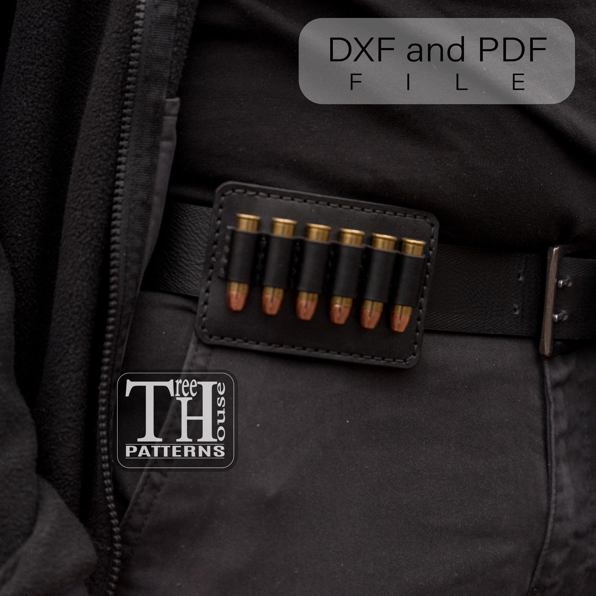 Magnum 357 Cartridge Holder Leather Pattern: Belt Pouch Template (PDF & DXF)