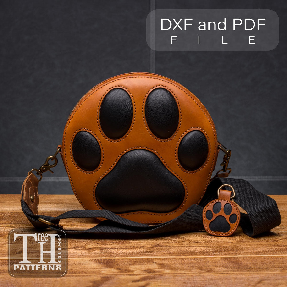 Crossbody Bag Pattern PDF & DXF, Dog Paw Purse Template + Key Fob