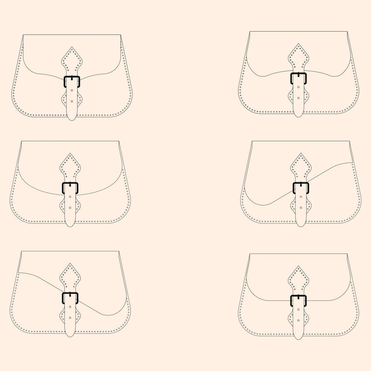 Leather Saddle Bag Pattern: Small Crossbody Template (DXF & PDF)