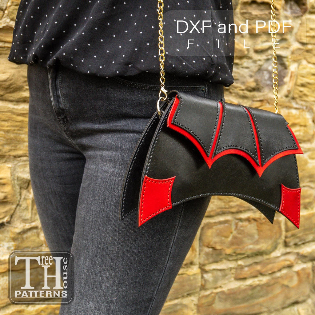 Gothic Bat Clutch Bag Pattern – Leather Purse Template (PDF, DXF)