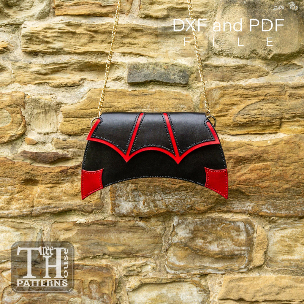 Gothic Bat Clutch Bag Pattern – Leather Purse Template (PDF, DXF)