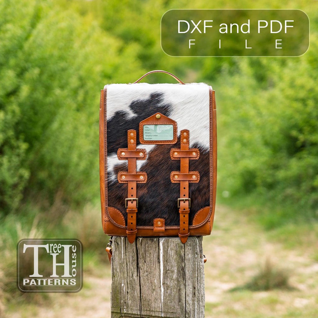 Leather Backpack Pattern PDF, Vintage Military Rucksack Template DXF
