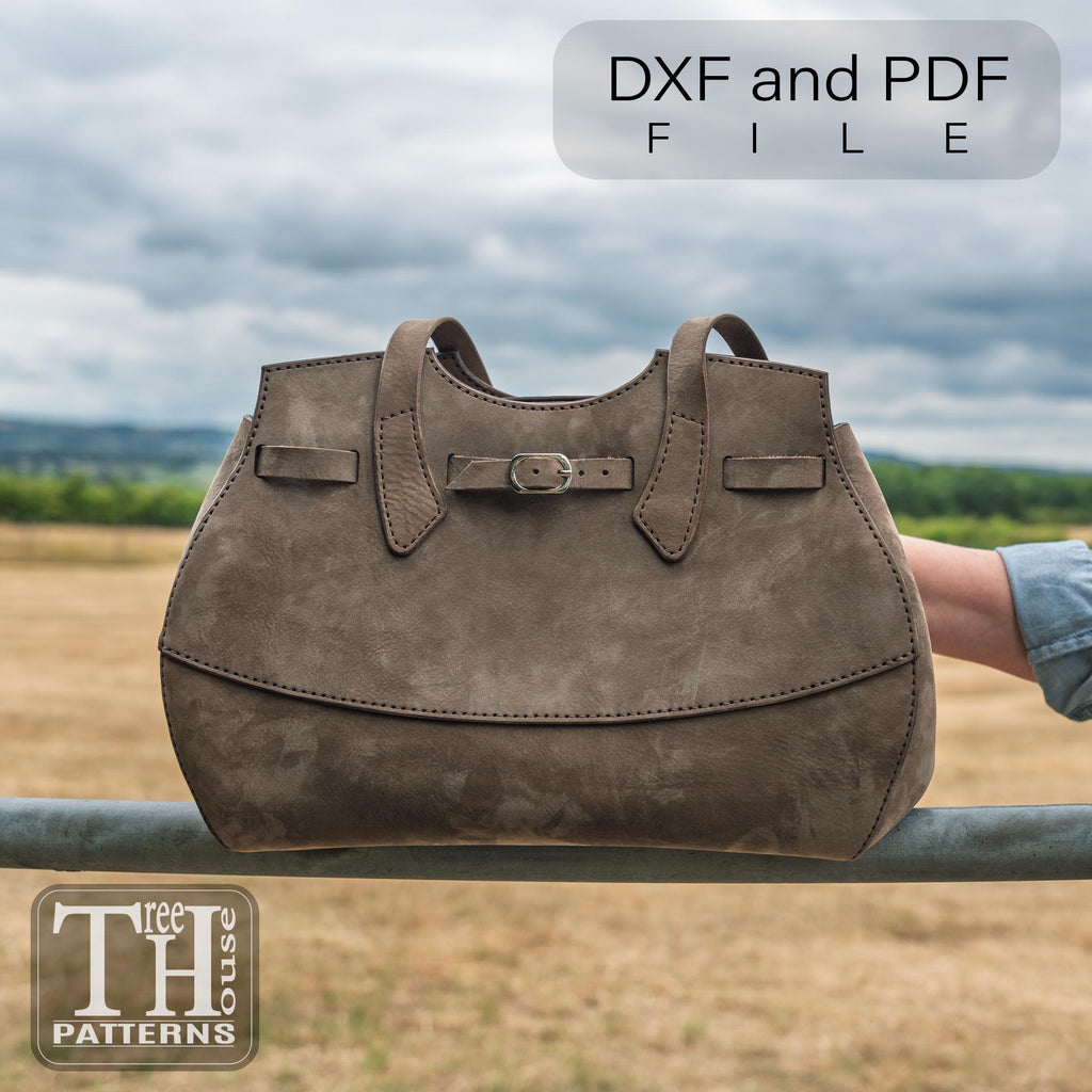 Leather Tote Bag Pattern PDF & DXF, Boho Shoulder Bag Template