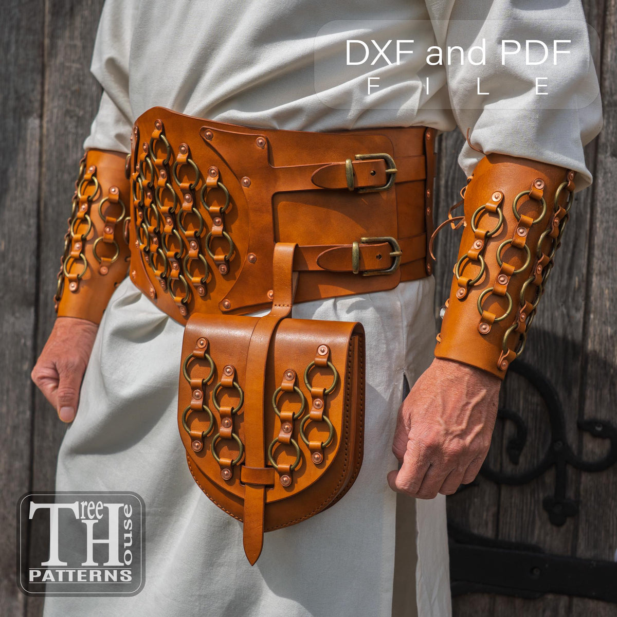 Medieval Belt Bag Leather Pattern: Knight Style PDF, DXF (Digital Download)