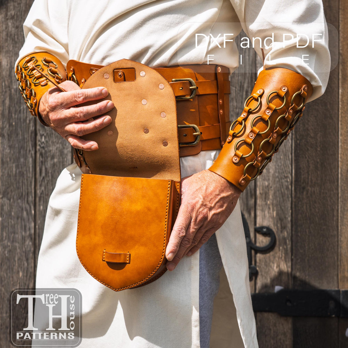 Medieval Belt Bag Leather Pattern: Knight Style PDF, DXF (Digital Download)